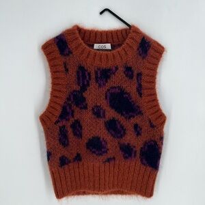 Cos Jacquard Mohair Wool Blend Leopard Animal Print Vest